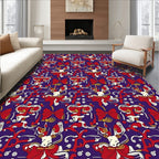 Crimson Golden Bows Abstract Whimsy Rug