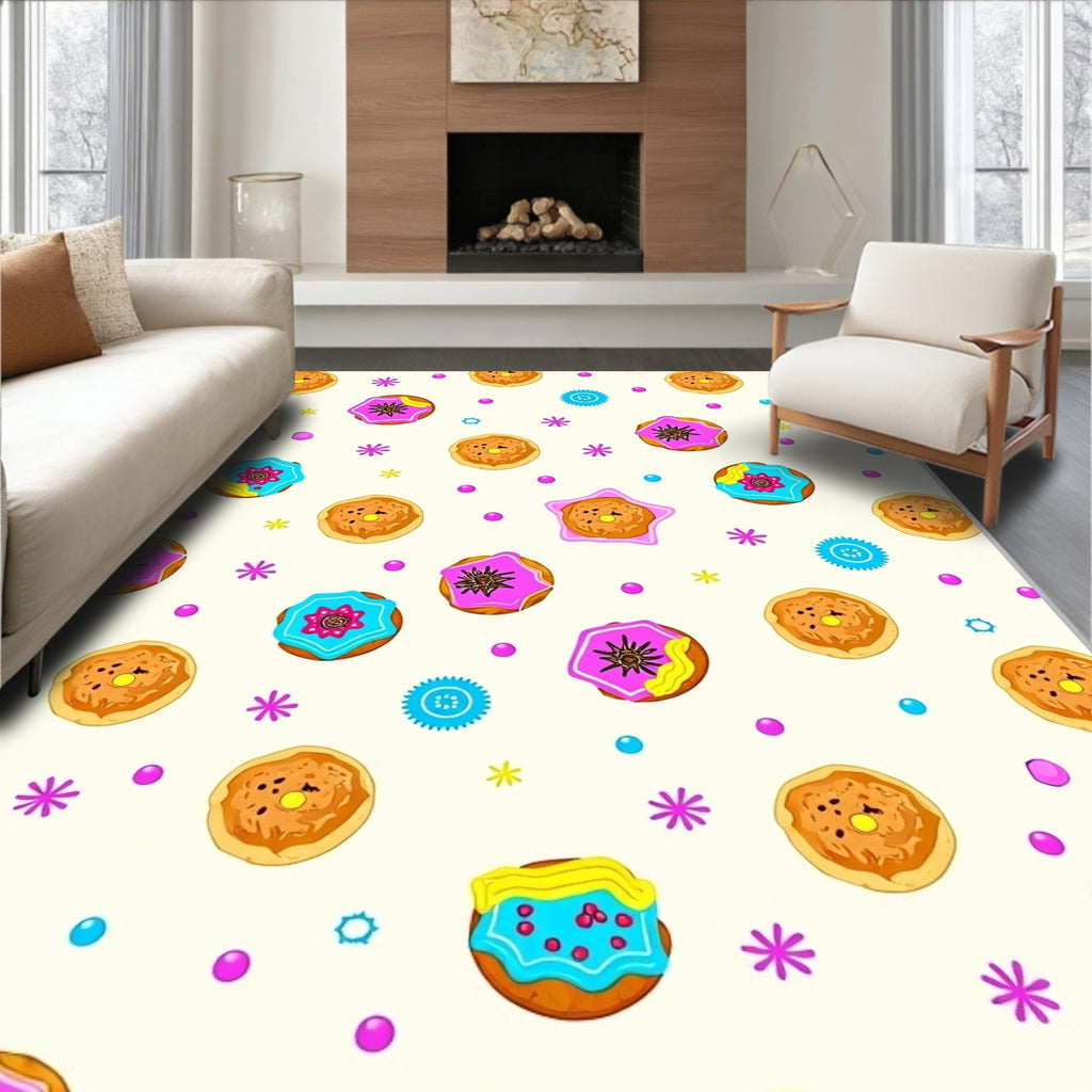 Whimsical Donut Sprinkle Confetti Scatter Rug