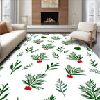 Green Pine Branches Christmas Baubles Rug