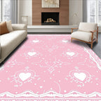 Pink White Heart Lace Border Rug