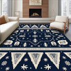 Navy Blue Winter Forest Medallion Rug