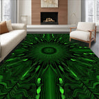 Vibrant Neon Green Abstract Radial Rug