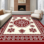 Crimson Snowflake Octagon Border Rug