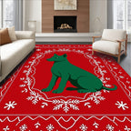 Emerald Dog Snowflake Border Red Rug