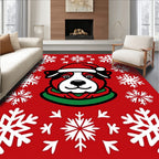 Festive Red Snowflakes Dog Holiday Art Rug