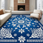 Azure White Snowflake Mandala Rug