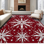Crimson White Snowflake Array Rug