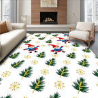 Festive Gnomes Pine Sprigs Gold Snowflakes Rug