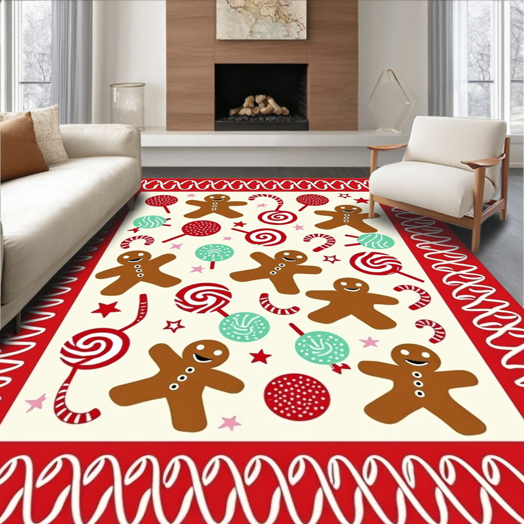 Festive Gingerbread Candy Holiday Collage Rug
