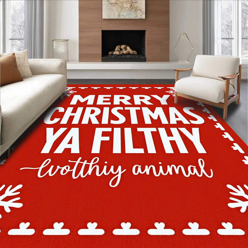 Bold Red Snowflake Christmas Rug