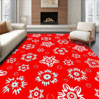 Red Floral Burst Starburst Rug