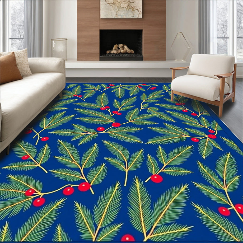 Deep Blue Pine Sprig Holly Rug