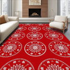 Traditional Red Circular Floral Medallion Rug