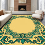 Teal Emerald Botanical Arch Border Rug