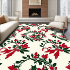 Crimson Red Holly Berry Wreath Rug