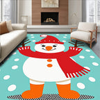 Festive Red Snowman White Dots Rug