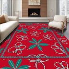 Chic red floral leaf border Rug
