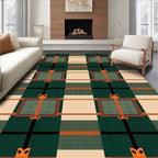 Green Orange Plaid Square Ribbon Rug