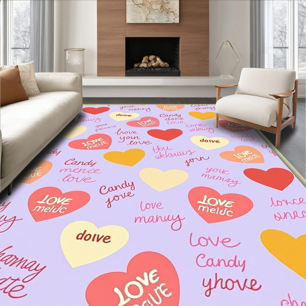 Sweet Hearts Candy Love Background Rug