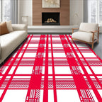 Crimson Red Checked Grid Layers Rug