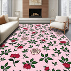 Crimson Rose and Leaf Scatter Rug