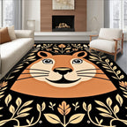 Cute Woodland Creature Floral Accent Rug