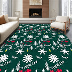 White Snowflake Pine Berry Garland Rug