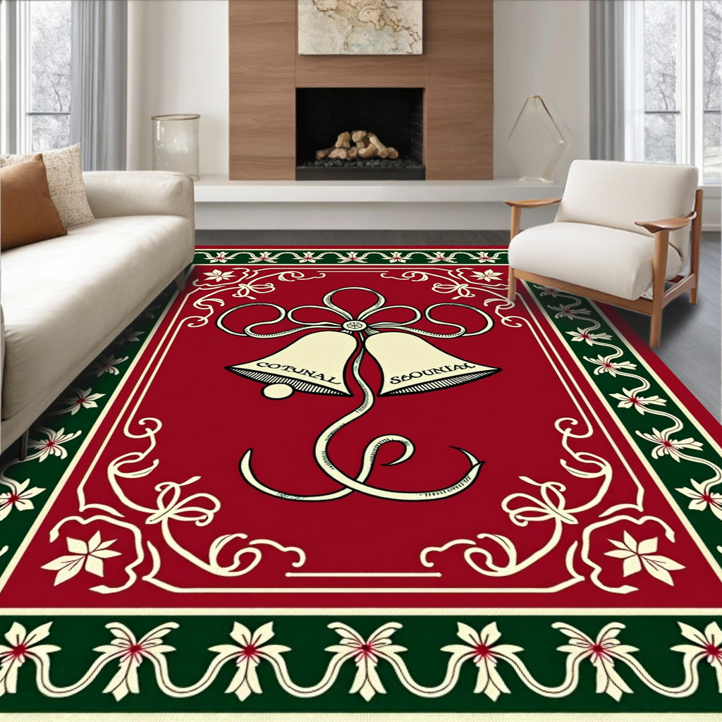 Crimson Bell Garland Border Rug