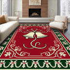 Crimson Bell Garland Border Rug