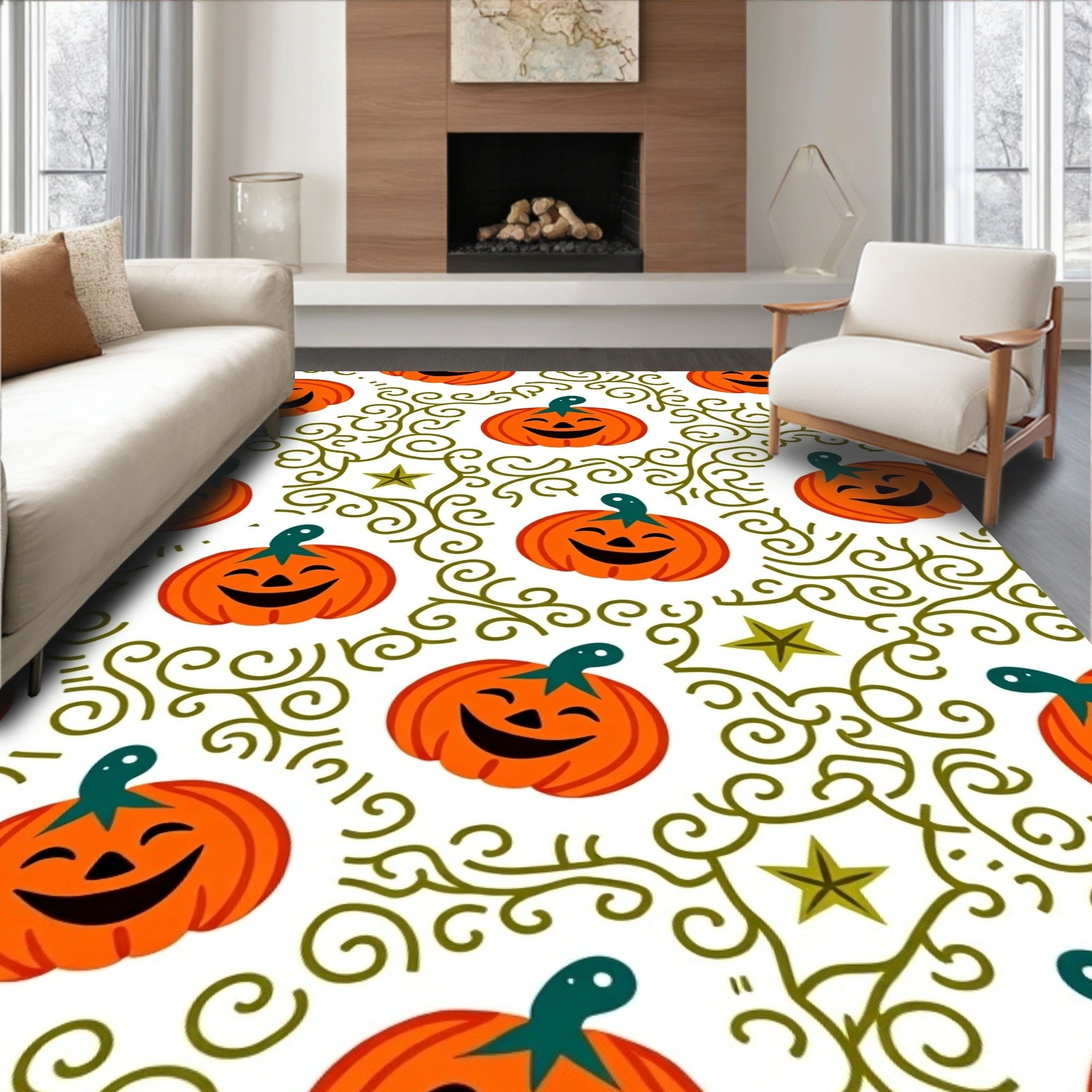 Whimsical Jack O Lantern Garden Rug