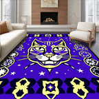 Mystical Purple Cat Starry Night Rug