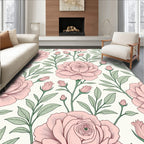 Vintage Pink Rose Floral Garden Rug