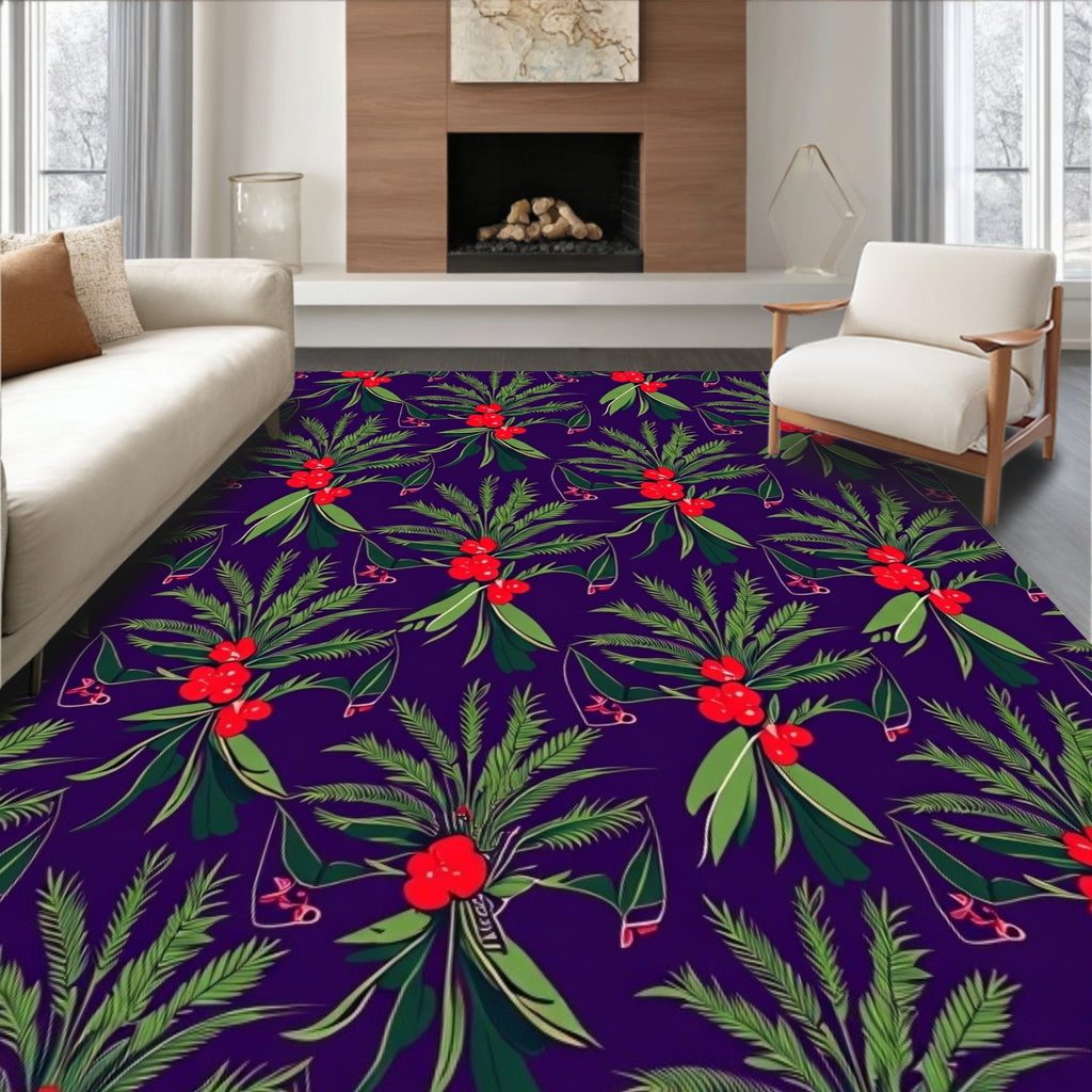 Rich Plum Evergreen Berry Cluster Rug