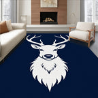 Classic White Stag Silhouette Navy Rug