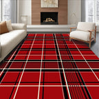 Classic Red Black White Plaid Rug