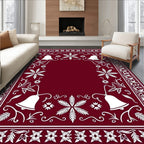 Crimson Bell Floral Border Rug