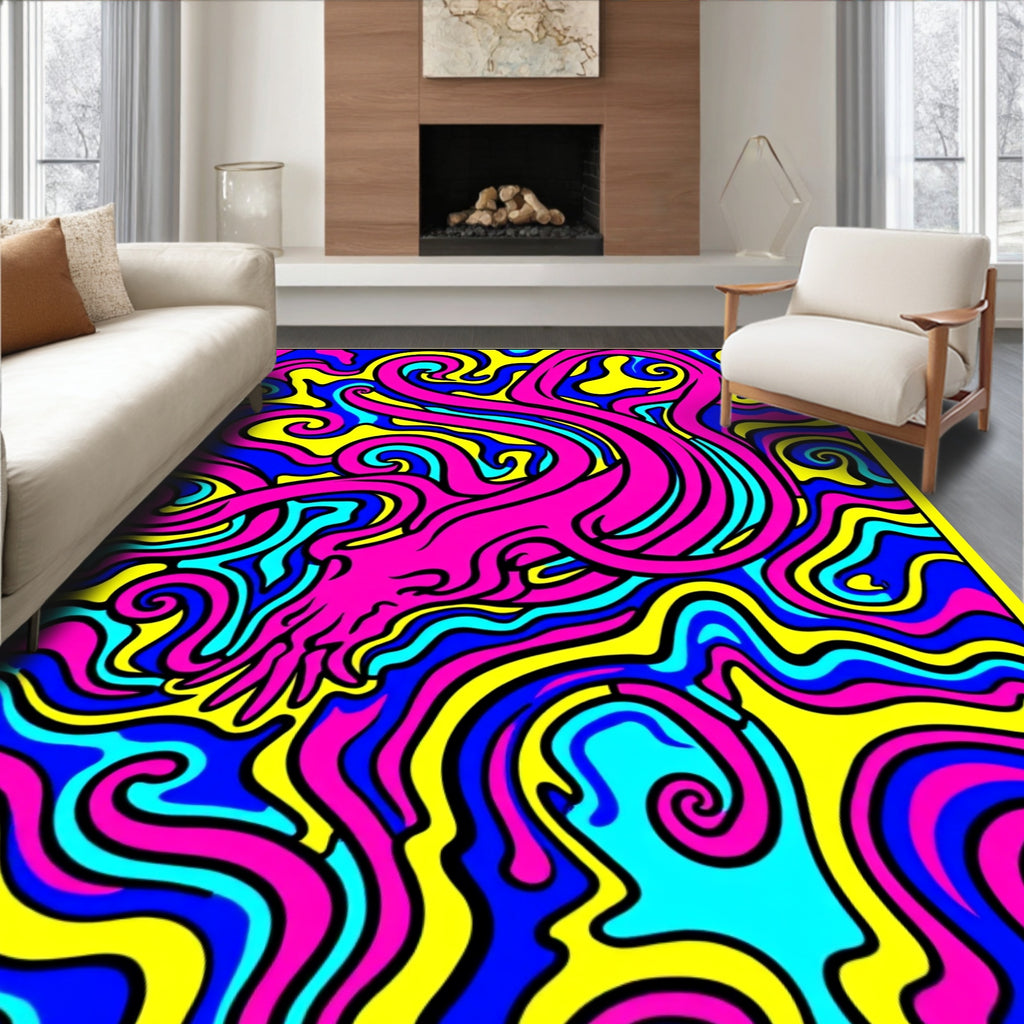Vibrant Pink Amorphous Swirls Rug
