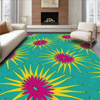 Vibrant Sunburst Turquoise Floral Rug