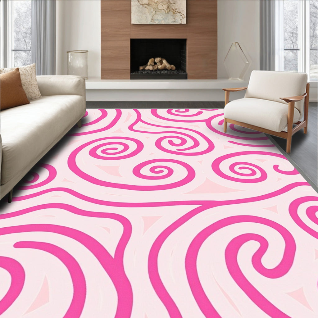 Bright Pink Swirl Abstract Rug