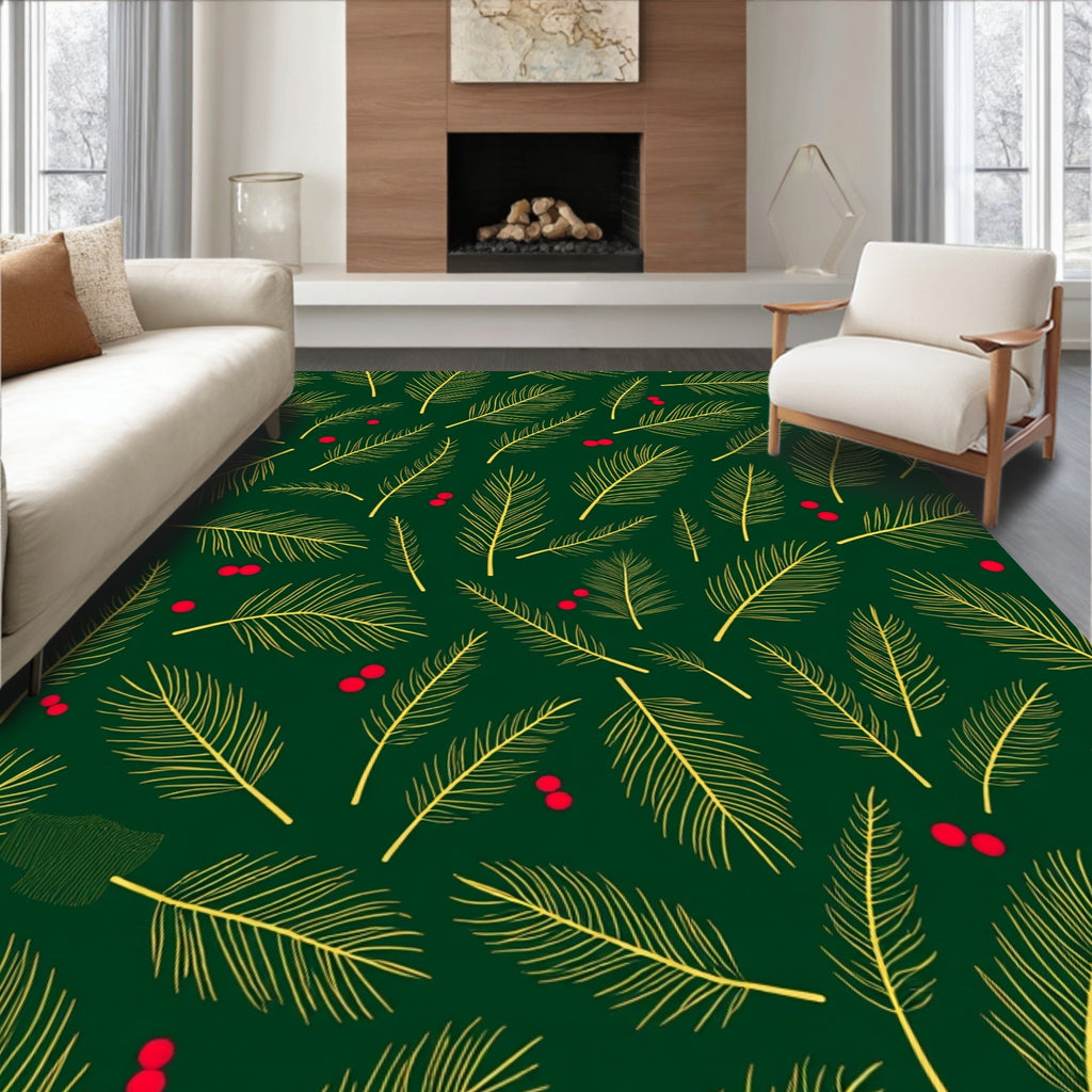 Emerald Spruce Pine Berry Swirl Rug