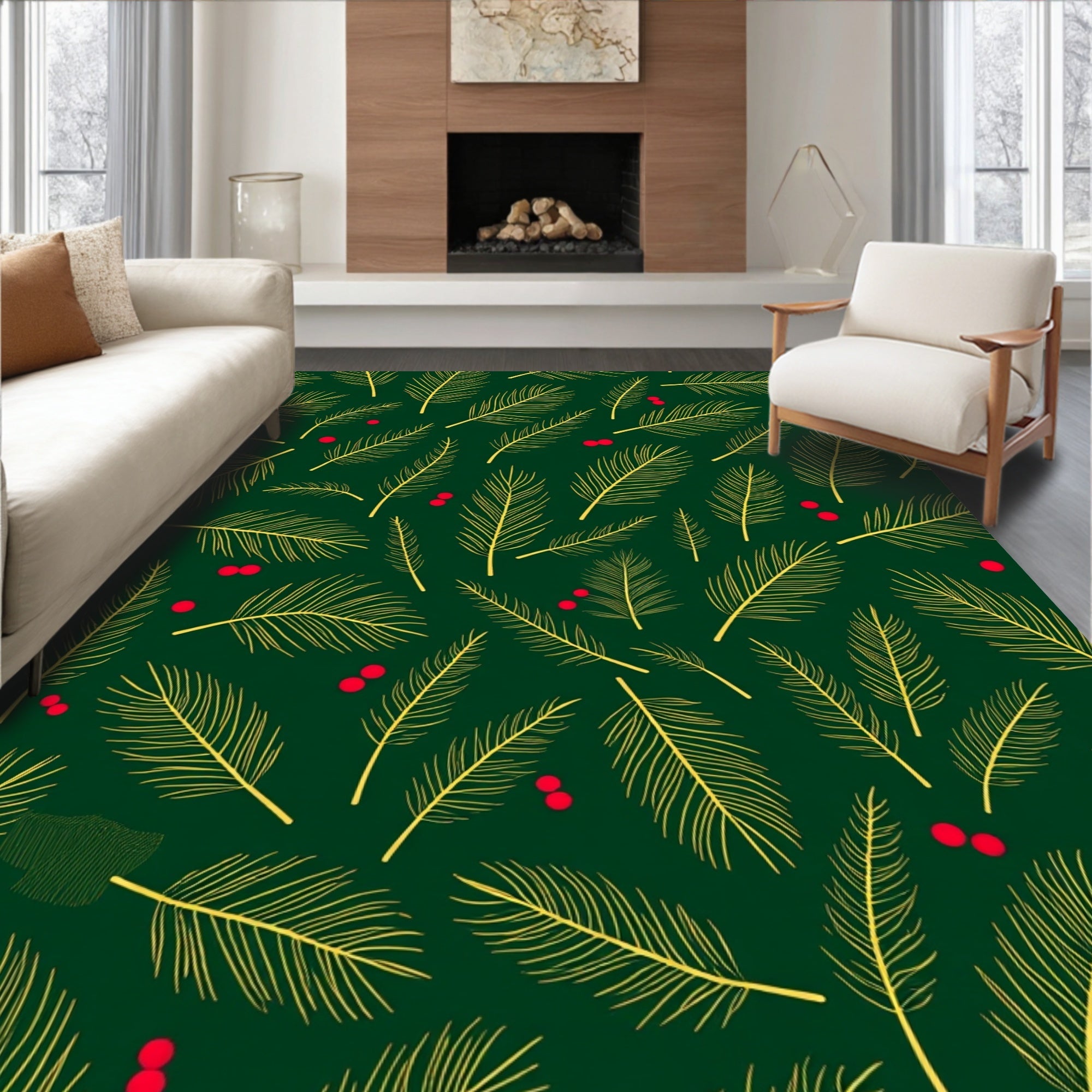 Emerald Spruce Pine Berry Swirl Rug