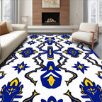 Royal Blue Yellow Ceramic Tile Rug