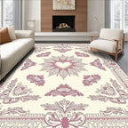 Pink Cream Heart Mandala Ornament Rug