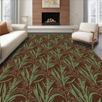Brown Green Leafy Vine Repeats Rug