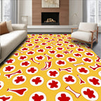 Red Bone Flower Scatter Rug
