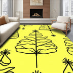 Minimalist Yellow Outline Trees Rug