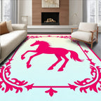 Vibrant Magenta Horse Framed Botanical Rug