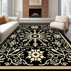 Black and Gold Snowflake Medallion Rug