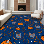 Spooky Orange Pumpkin Owl Swirls Rug