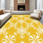 Golden Yellow White Snowflake Medallion Rug